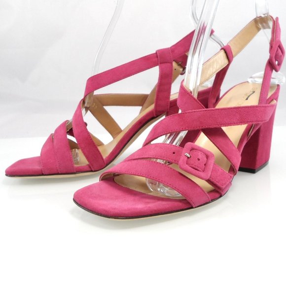 NEW$455 SERGIO ROSSI Royal Suede Block Heel Sandals Strappy Buckled Slingback 37 - Picture 11 of 17